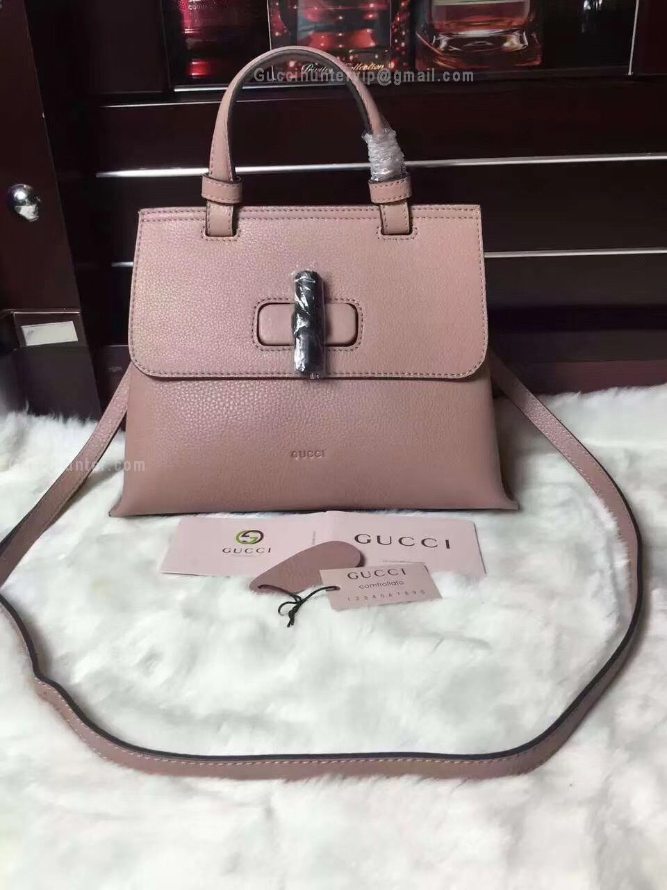 Gucci Bamboo Large Top Handle Daily Handbag Pink 370830